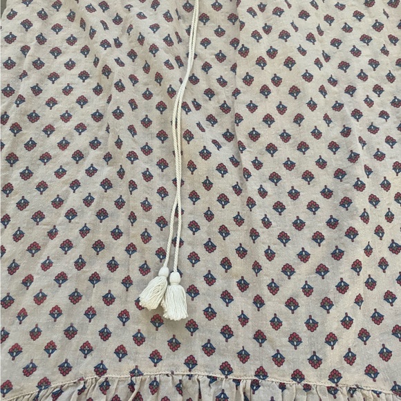 Love stitch brand Layered cotton skirt elastic waist sz medium beige coral blue - Picture 2 of 4